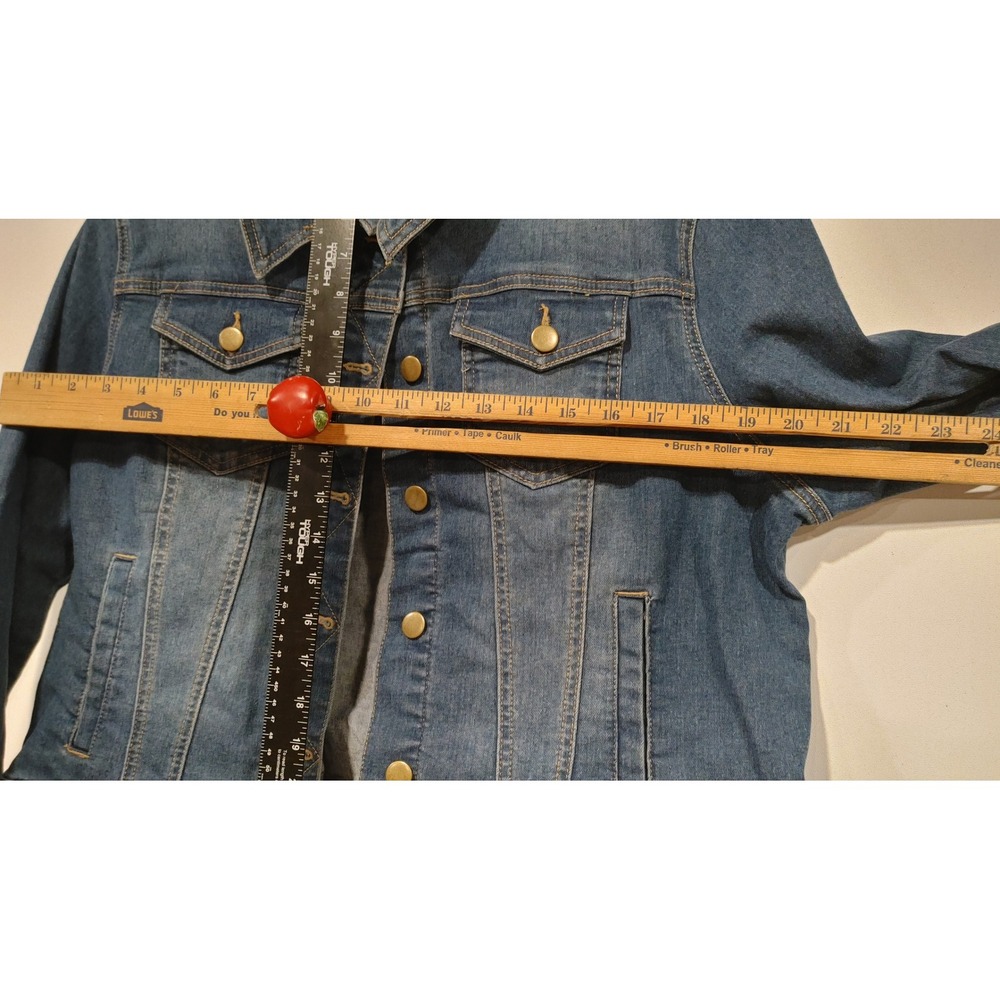 Est. 1946 Denim Jacket Women XL Blue Excellent Boho Embroidered Fringe Trucker
